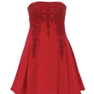 Marchesa Notte Lace Appliqué Red Dress